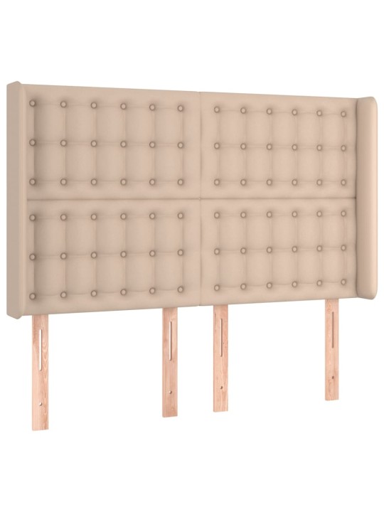 Gultas galvgalis ar led, 147x16x118/128 cm, kapučīno