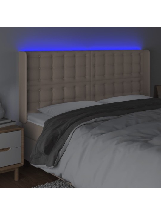 Gultas galvgalis ar led, 147x16x118/128 cm, kapučīno