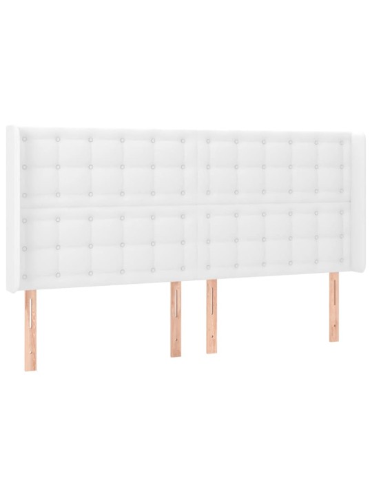 Gultas galvgalis ar led, 163x16x118/128 cm, balta mākslīgā āda