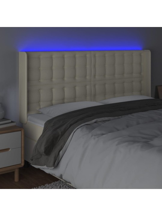 Gultas galvgalis ar led, 163x16x118/128 cm, krēmkrāsas