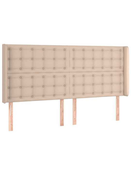 Gultas galvgalis ar LED, 163x16x118/128 cm, kapučīno