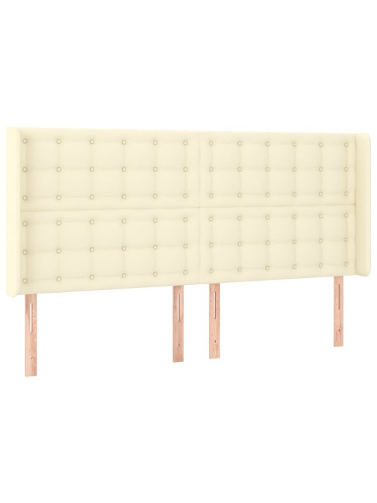 Gultas galvgalis ar led, 183x16x118/128 cm, krēmkrāsas