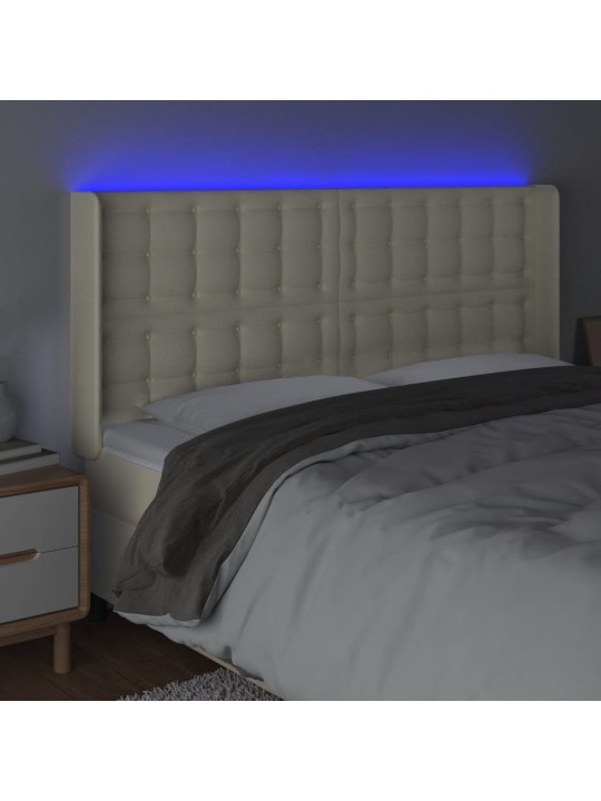 Gultas galvgalis ar led, 183x16x118/128 cm, krēmkrāsas