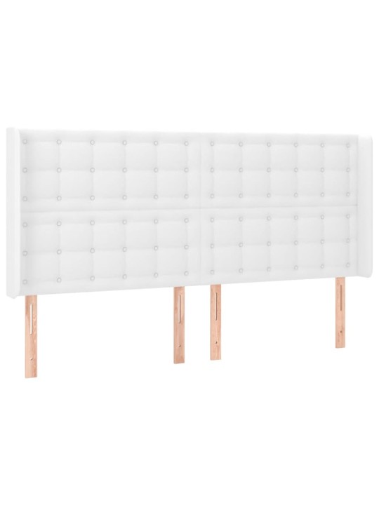 Gultas galvgalis ar led, 203x16x118/128 cm, balta mākslīgā āda