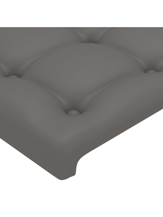 Gultas galvgalis ar led, 203x16x118/128 cm, pelēka mākslīgā āda