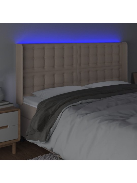 Gultas galvgalis ar led, 203x16x118/128 cm, kapučīno