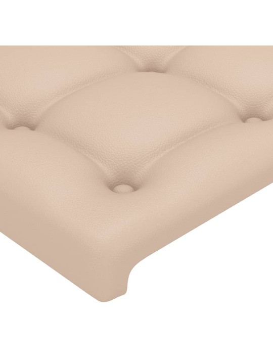 Gultas galvgalis ar led, 203x16x118/128 cm, kapučīno