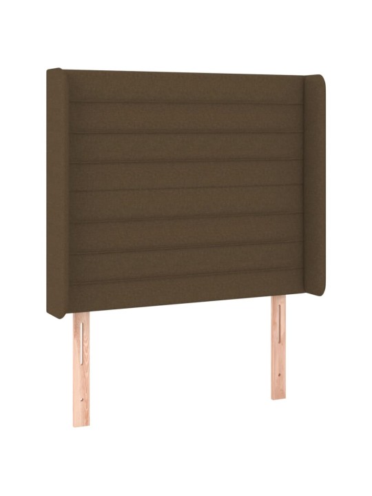 Gultas galvgalis ar LED, 83x16x118/128 cm, tumši brūns audums