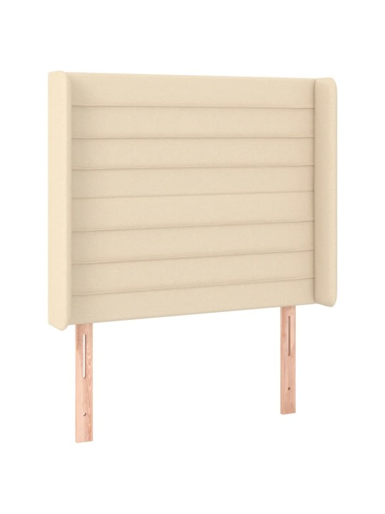 Gultas galvgalis ar led, 83x16x118/128 cm, krēmkrāsas audums