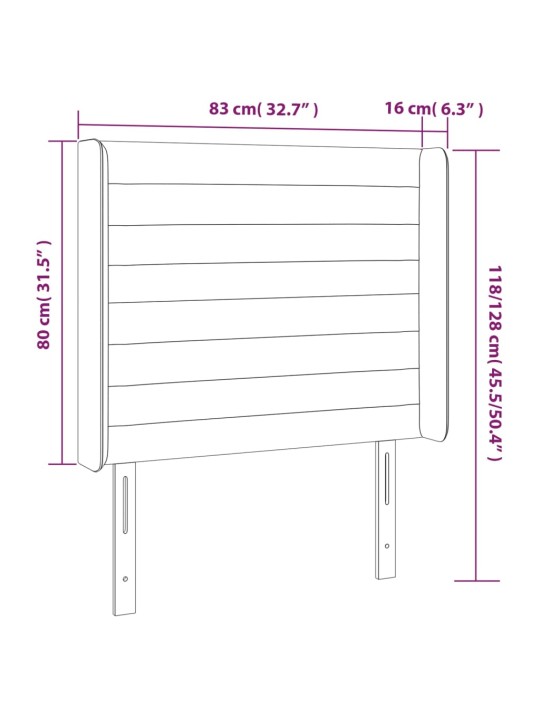 Gultas galvgalis ar led, 83x16x118/128 cm, zils audums
