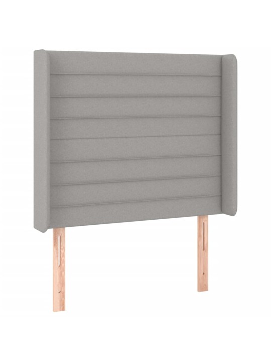 Gultas galvgalis ar led, 93x16x118/128 cm, gaiši pelēks audums