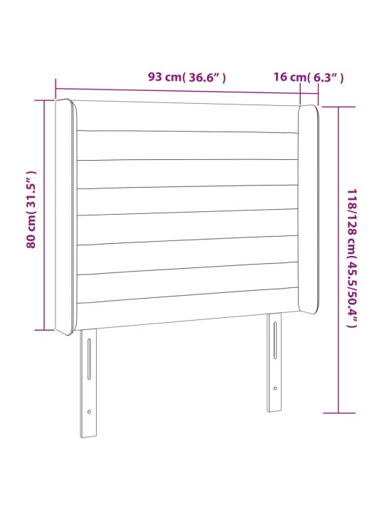Gultas galvgalis ar led, 93x16x118/128 cm, zils audums