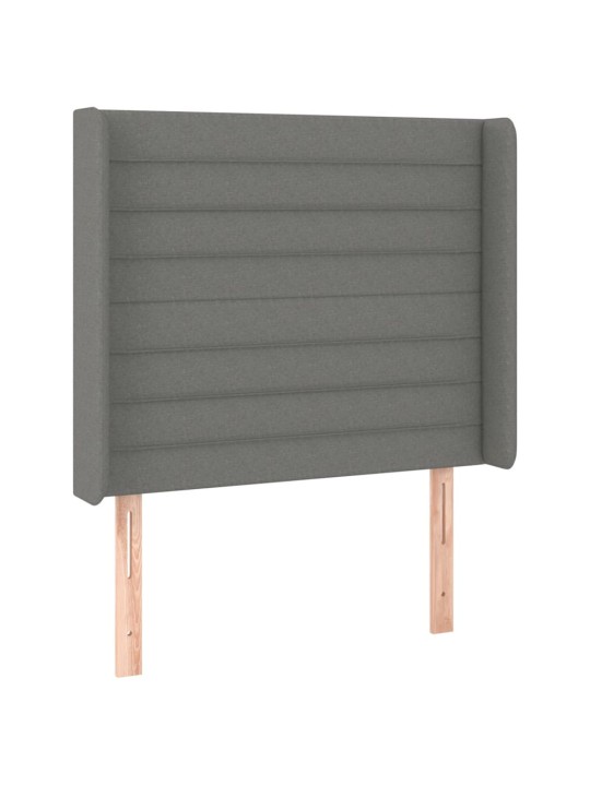 Gultas galvgalis ar LED, 103x16x118/128 cm, tumši pelēks audums