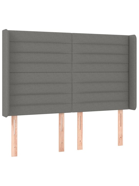 Gultas galvgalis ar LED, 147x16x118/128 cm, tumši pelēks audums