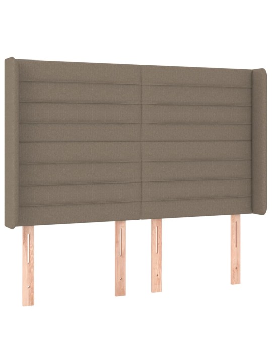 Gultas galvgalis ar LED, 147x16x118/128 cm, pelēkbrūns audums