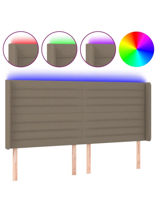 Gultas galvgalis ar led, 163x16x118/128 cm, pelēkbrūns audums
