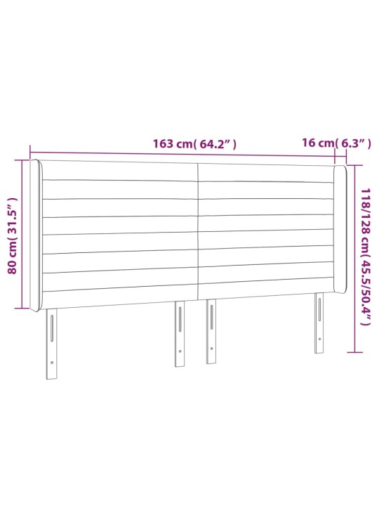 Gultas galvgalis ar LED, 163x16x118/128 cm, zils audums