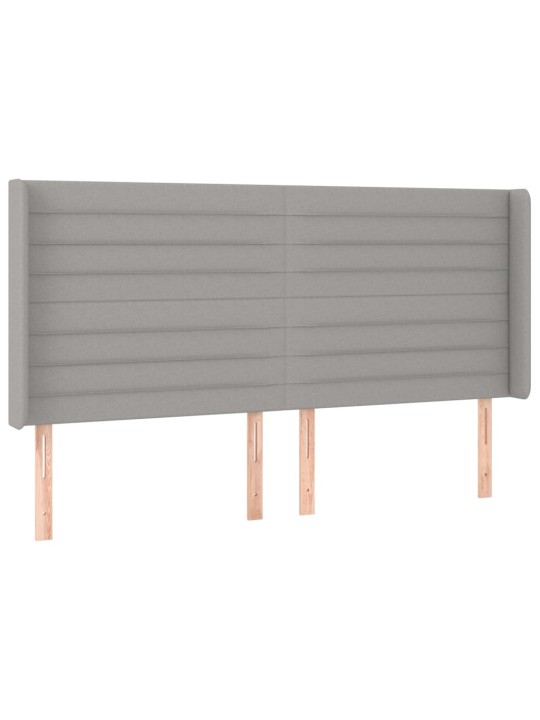 Gultas galvgalis ar led, 203x16x118/128 cm, gaiši pelēks audums