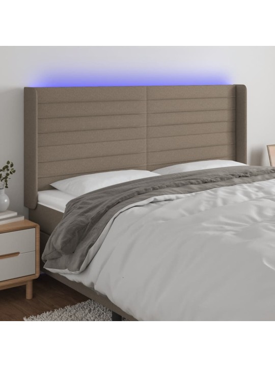 Gultas galvgalis ar led, 203x16x118/128 cm, pelēkbrūns audums