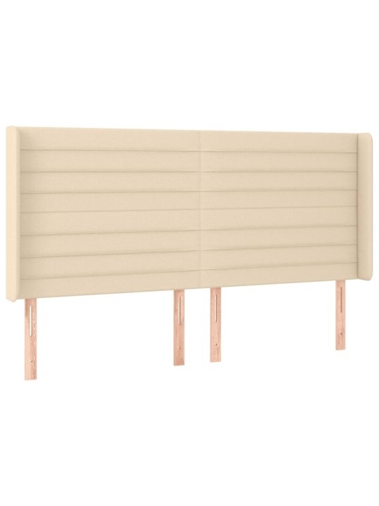 Gultas galvgalis ar led, 203x16x118/128 cm, krēmkrāsas audums