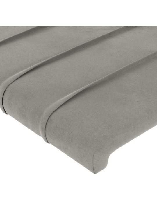 Gultas galvgalis ar led, 93x16x118/128 cm, gaiši pelēks samts