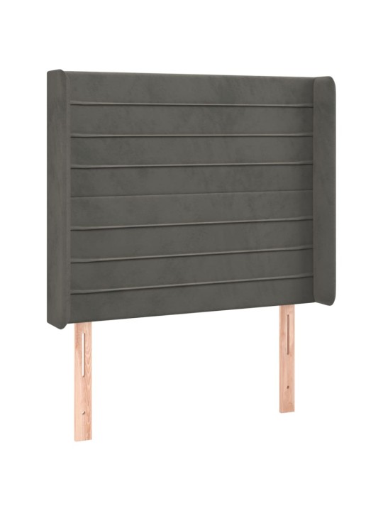 Gultas galvgalis ar led, 93x16x118/128 cm, tumši pelēks samts