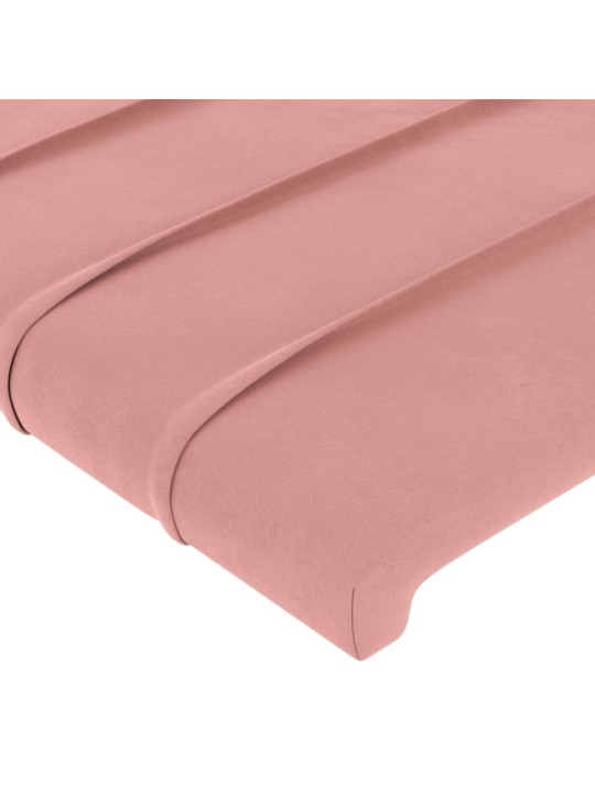 Gultas galvgalis ar LED, 103x16x118/128 cm, rozā samts