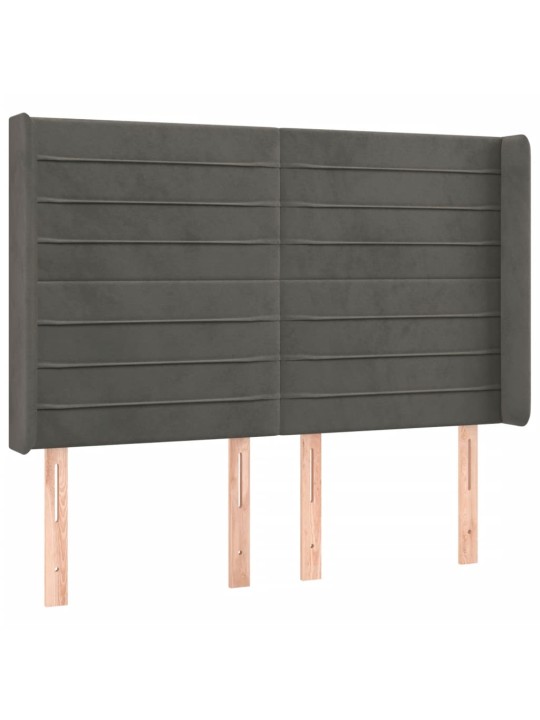Gultas galvgalis ar LED, 147x16x118/128 cm, tumši pelēks samts