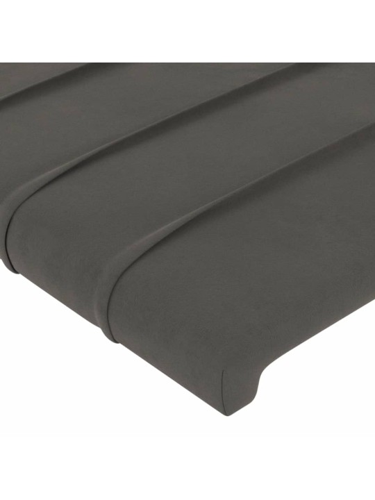 Gultas galvgalis ar LED, 147x16x118/128 cm, tumši pelēks samts