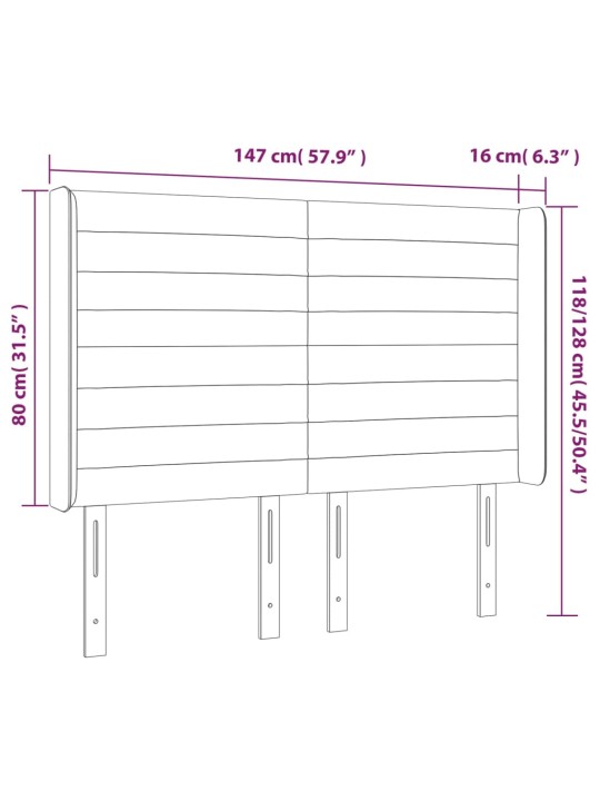 Gultas galvgalis ar LED, 147x16x118/128 cm, tumši pelēks samts