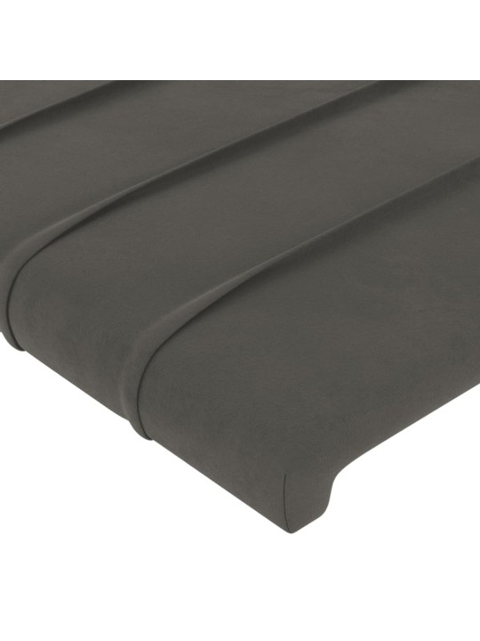 Gultas galvgalis ar LED, 163x16x118/128 cm, tumši pelēks samts