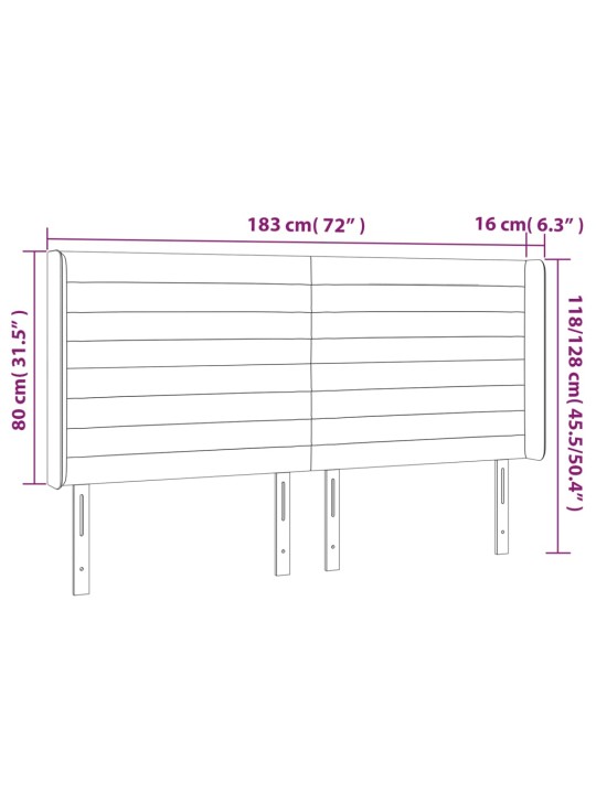 Gultas galvgalis ar led, 183x16x118/128 cm, gaiši pelēks samts