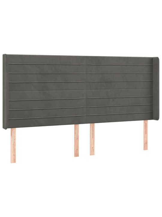Gultas galvgalis ar LED, 183x16x118/128 cm, tumši pelēks samts