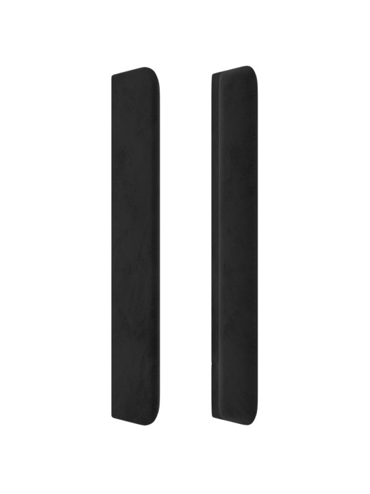 Gultas galvgalis ar led, 203x16x118/128 cm, melns samts