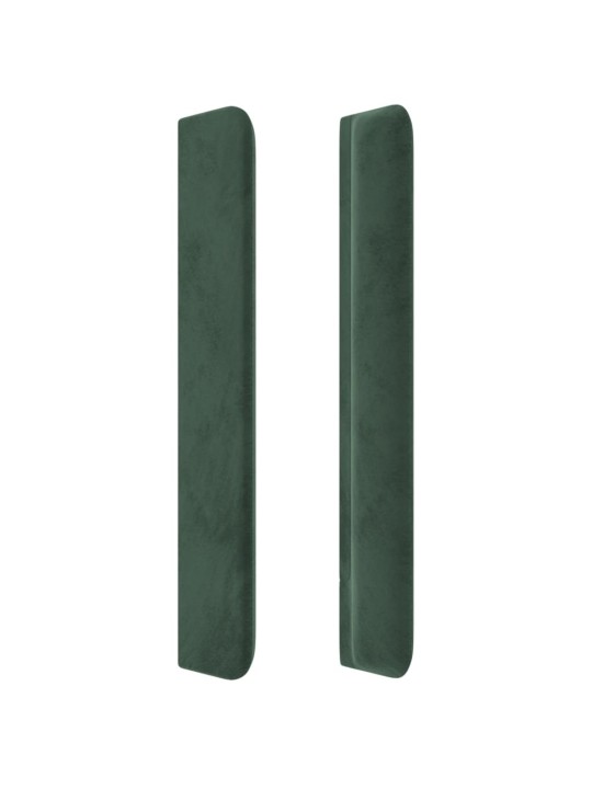 Gultas galvgalis ar led, 203x16x118/128 cm, tumši zaļš samts