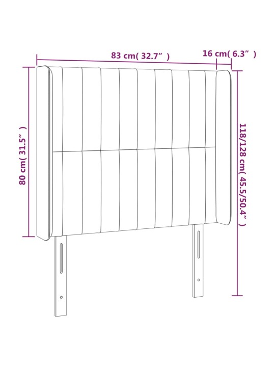 Gultas galvgalis ar led, 83x16x118/128 cm, pelēkbrūns audums