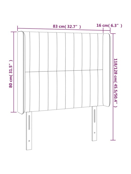 Gultas galvgalis ar led, 83x16x118/128 cm, zils audums