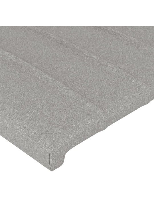 Gultas galvgalis ar led, 93x16x118/128 cm, gaiši pelēks audums