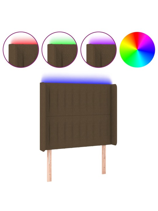Gultas galvgalis ar led, 93x16x118/128 cm, tumši brūns audums