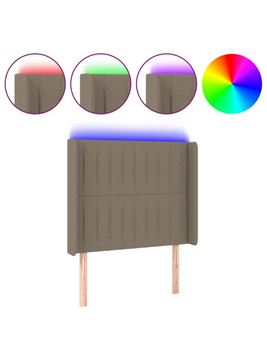 Gultas galvgalis ar led, 93x16x118/128 cm, pelēkbrūns audums