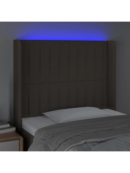 Gultas galvgalis ar led, 93x16x118/128 cm, pelēkbrūns audums