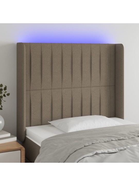 Gultas galvgalis ar led, 93x16x118/128 cm, pelēkbrūns audums