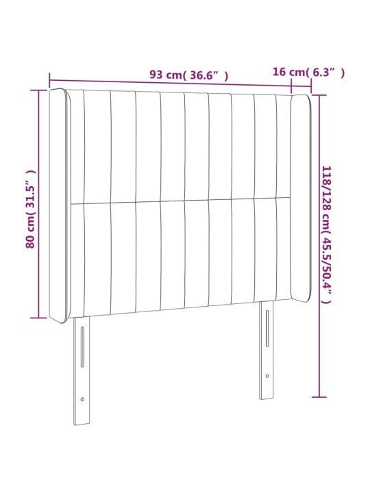 Gultas galvgalis ar led, 93x16x118/128 cm, zils audums
