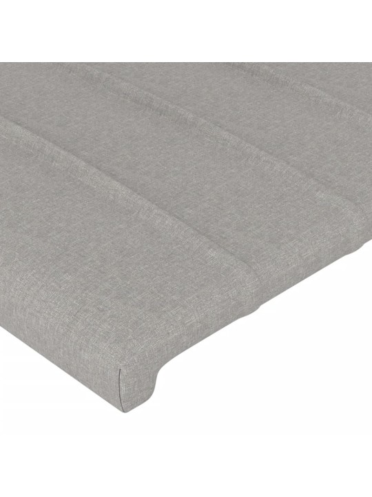 Gultas galvgalis ar LED, 103x16x118/128 cm, gaiši pelēks audums