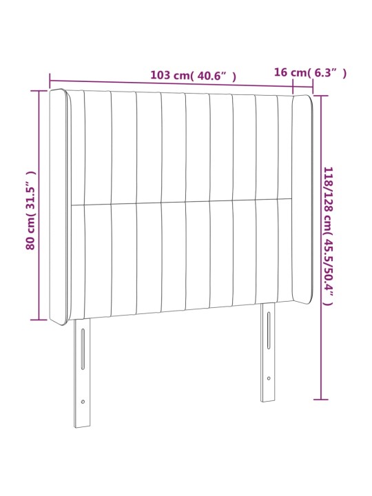 Gultas galvgalis ar LED, 103x16x118/128 cm, tumši pelēks audums