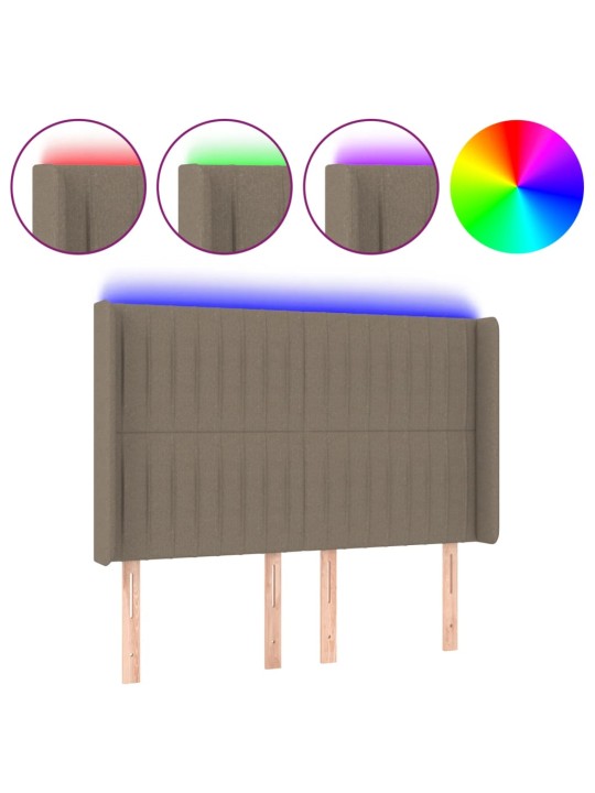 Gultas galvgalis ar led, 147x16x118/128 cm, pelēkbrūns audums