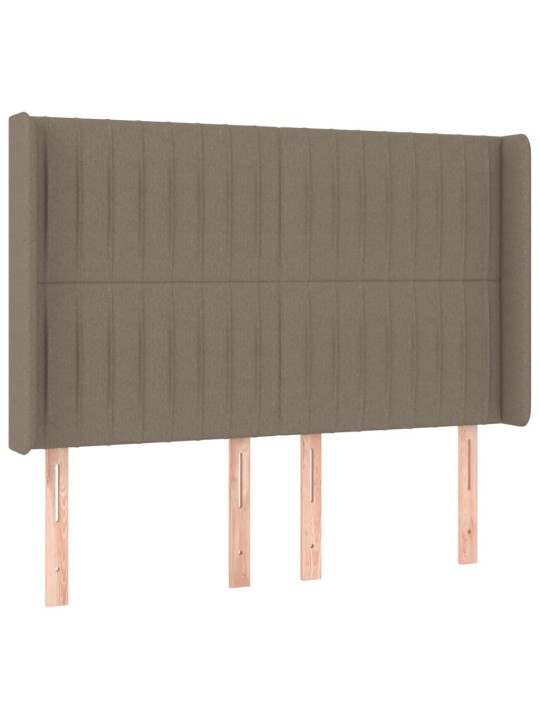 Gultas galvgalis ar led, 147x16x118/128 cm, pelēkbrūns audums