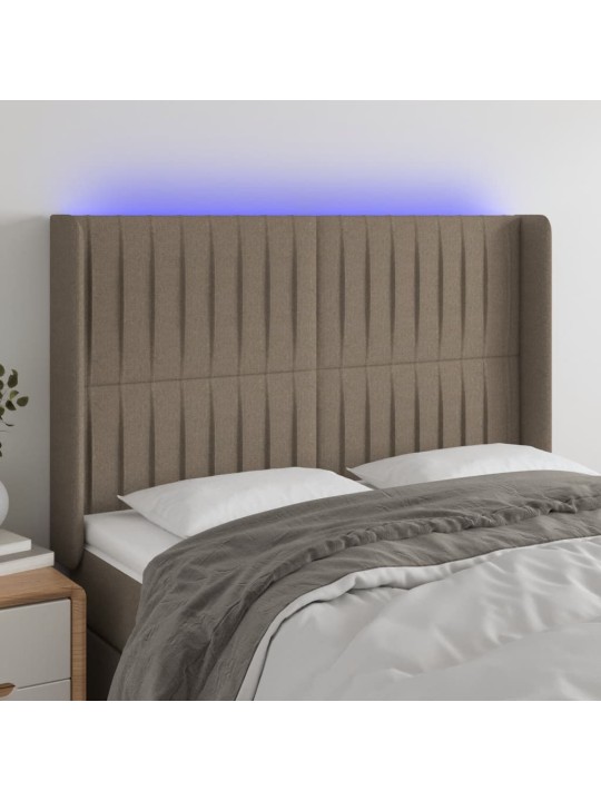 Gultas galvgalis ar led, 147x16x118/128 cm, pelēkbrūns audums