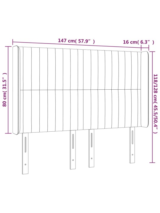 Gultas galvgalis ar LED, 147x16x118/128 cm, zils audums