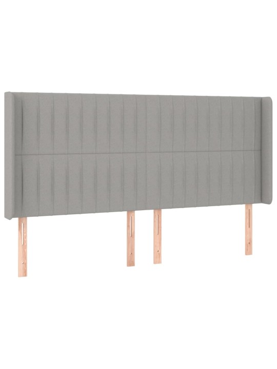 Gultas galvgalis ar LED, 183x16x118/128 cm, gaiši pelēks audums